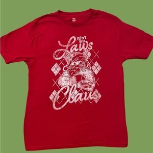 Holiday Time Men Red Graphic T-Shirt with Santa Design